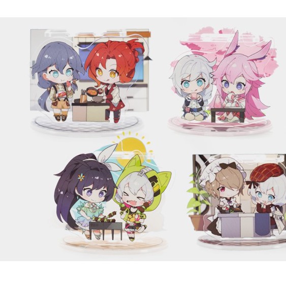 Mô hình Acrylic Standee HONKAI IMPACT 3 ver Ăn Uống Couple Chibi Cute Anime