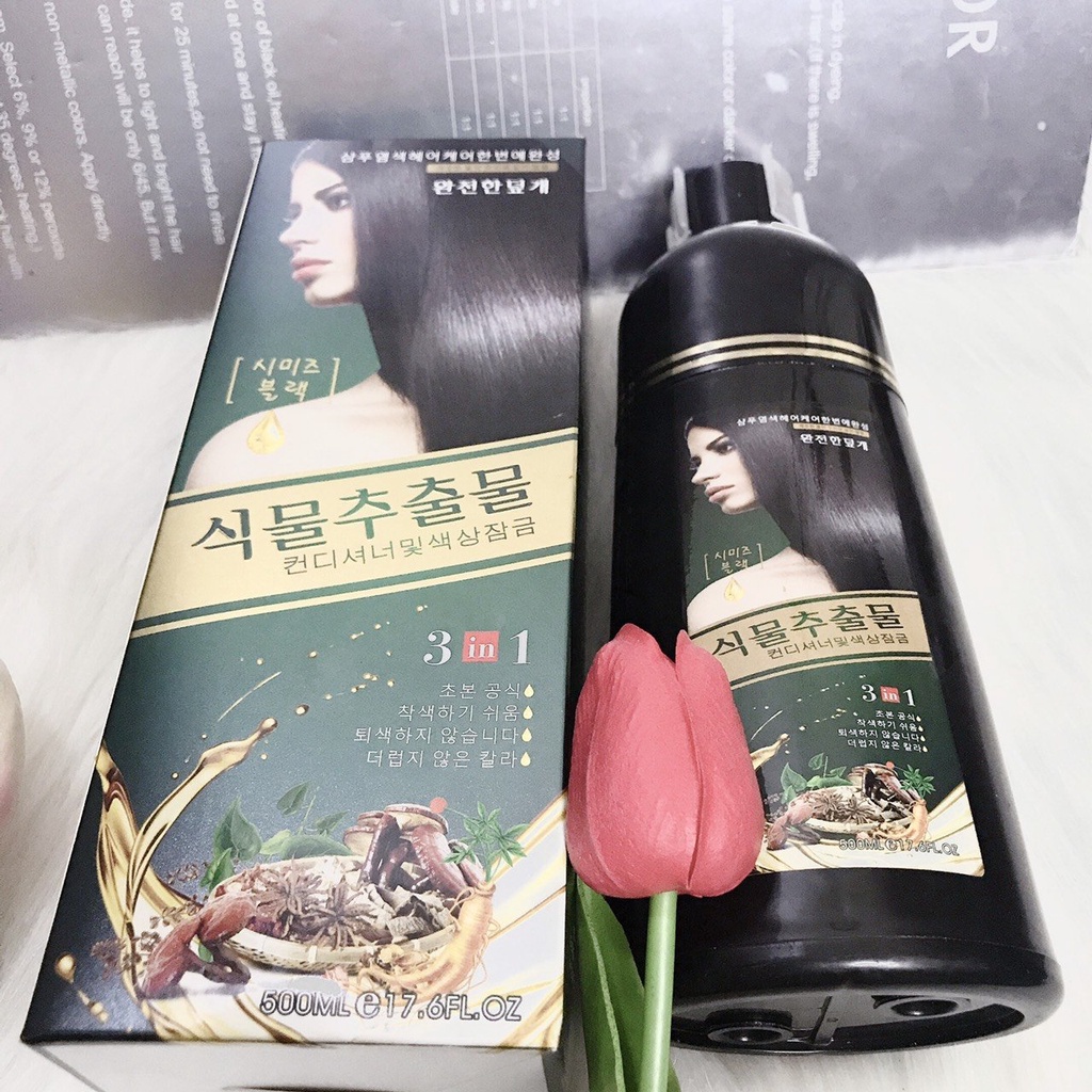 Gội Là Đen Tóc Hàn Quốc An Toàn Hiệu Quả Hơn Cả Sin Hair Fast Effect Black Hair Dye Shampoo 500ml