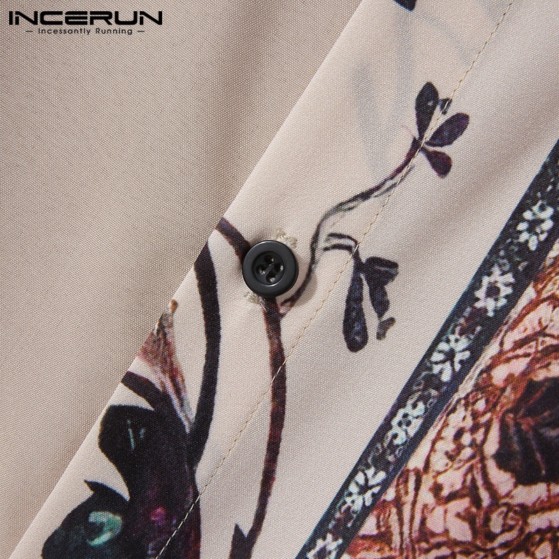 Áo sơ mi INCERUN dài tay cổ bẻ thời trang dành cho nam