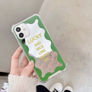 Ốp điện thoại Silicone mềm mặt gương in chữ may mắn cho  iPhone13/13pro/13promax 12/12pro/12promax 11/11pro/11promax X/XS XR XSMAX 7/7Plus 8/8Plus 6sPlus