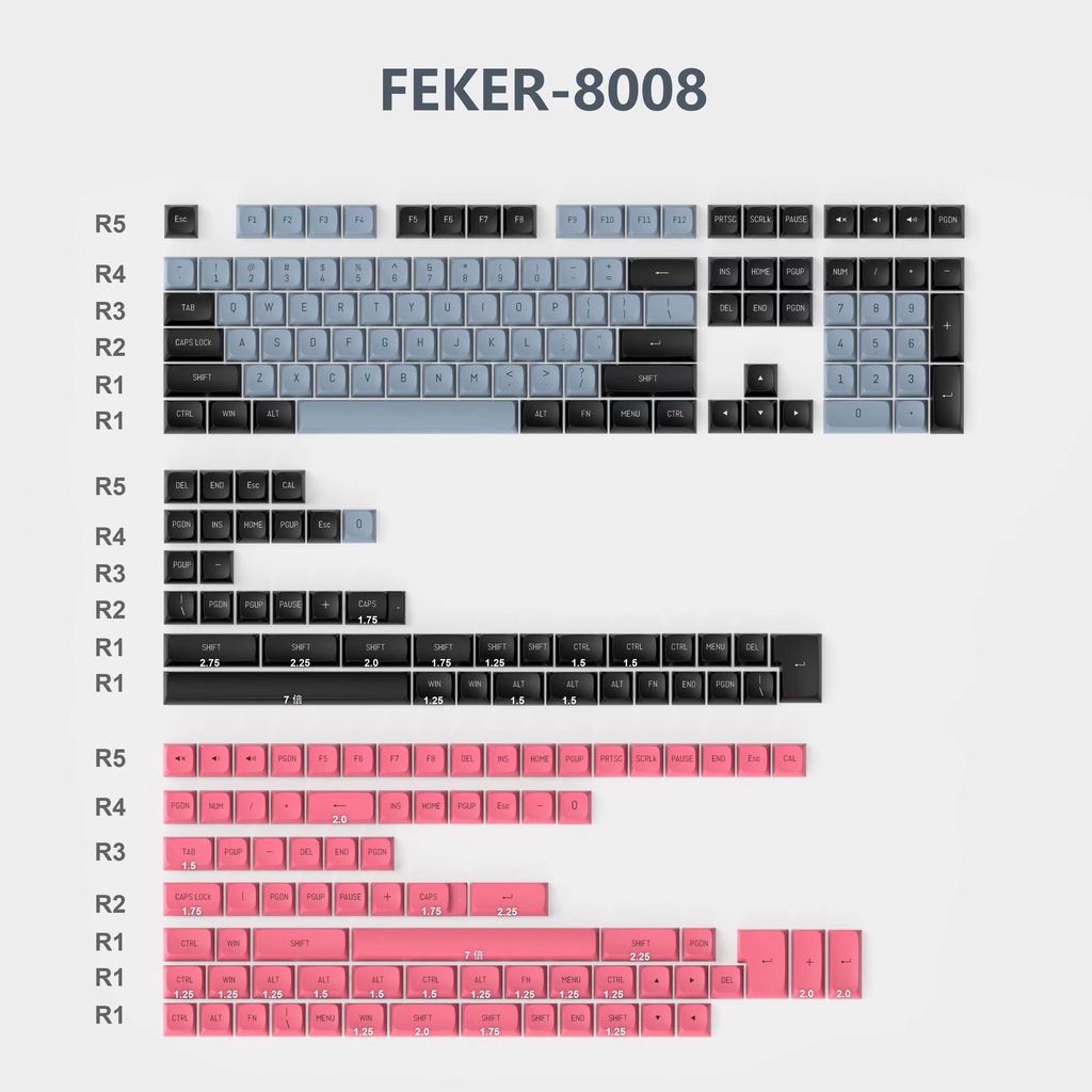 Bộ Phím Rời PBT GMK Clone 8008 Olivia CSA ISO 6.25U 7U Cho Bàn Phím Cơ