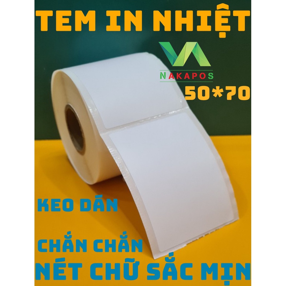 Giấy In Tem 50x70 mm Nhãn Mã Vạch Nhiệt 5x7 cm Tem Đứng Cuộn 30m