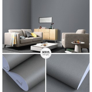 [mua3giam5k] Cuộn 10m giấy dán tường màu xám trơn có keo sẵn bóc dán đơn giản