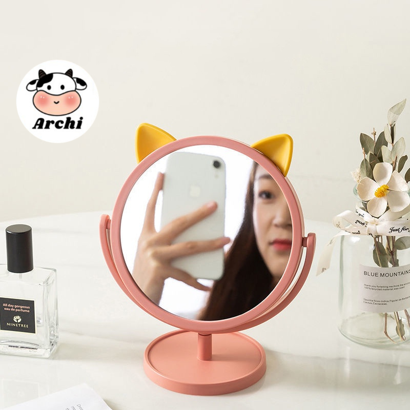 Gương tròn để bàn mini họa tiết hình gấu