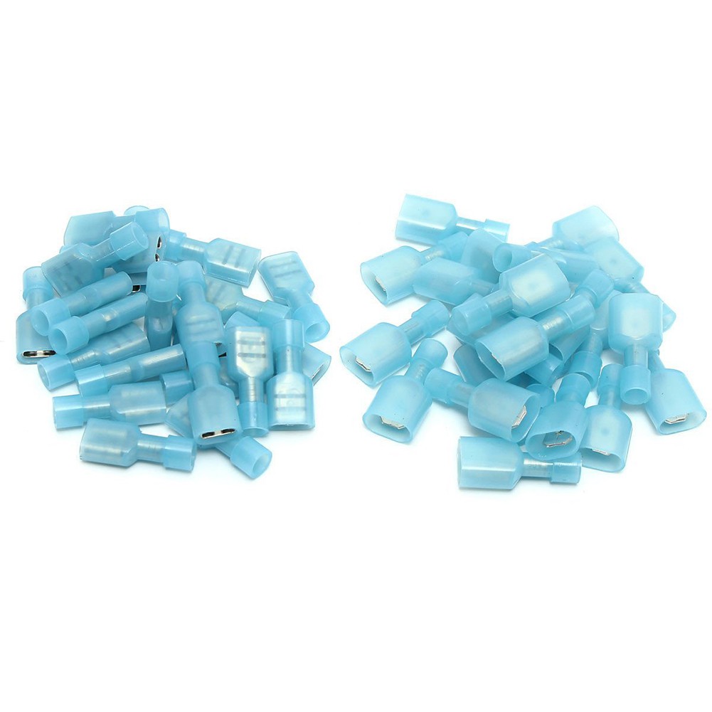 50 Đầu nối dây điện lỗ cắm và ổ cắm cách điện hoàn toàn bằng nylon màu xanh