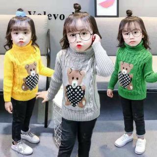 Áo Len gấu cổ cao cho bé