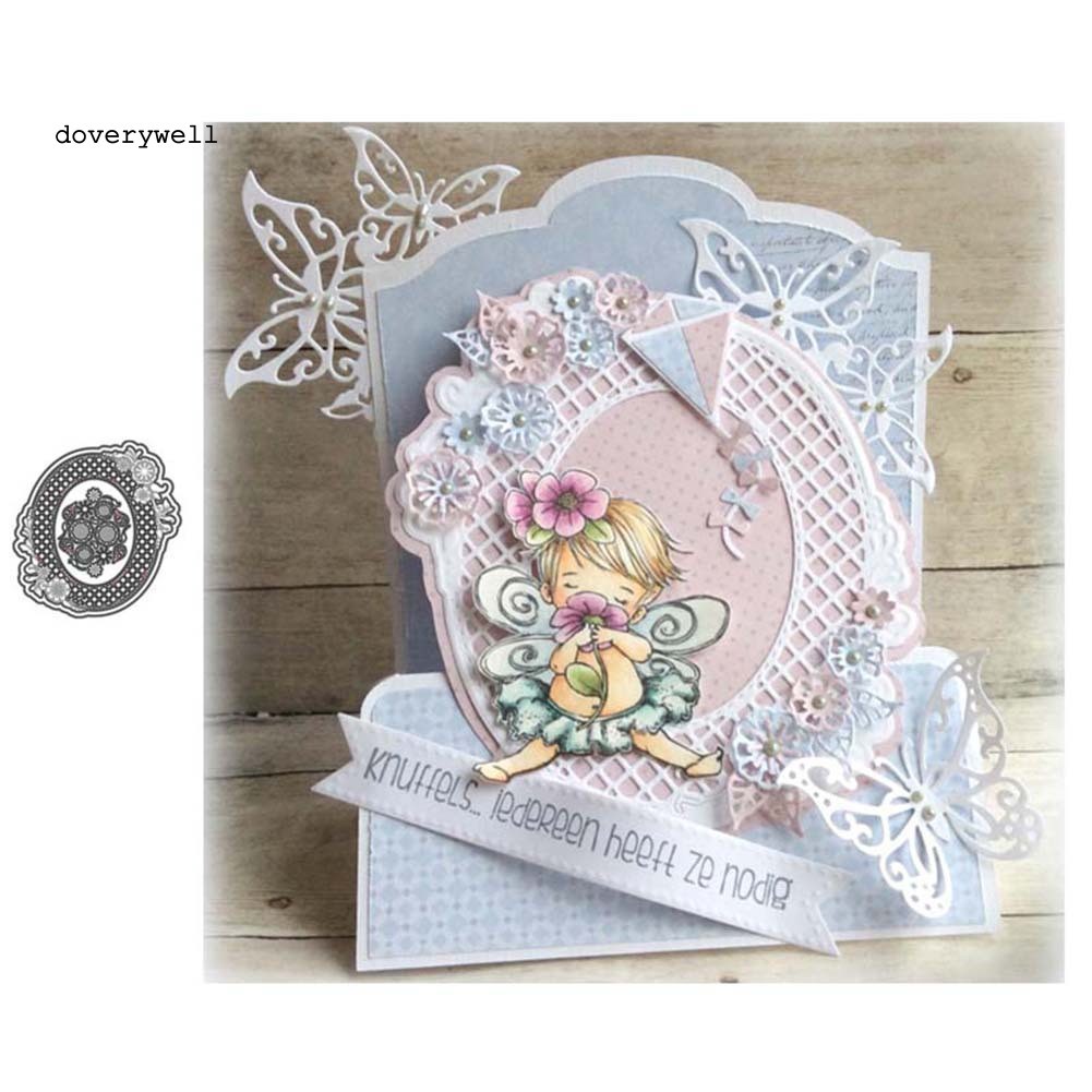 Khuôn Cắt Giấy Làm Từ Kim Loại Hình Oval Trang Trí Scrapbook
