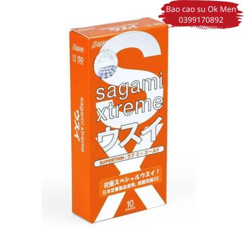 Bao Cao Su Sagami Xtreme Love Me Orange, bcs siêu mỏng, cao cấp Nhật Bản hộp 10BCS
