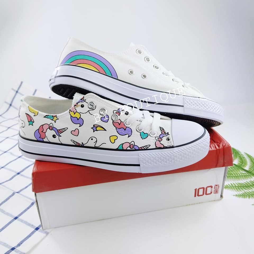 Giày canvas thấp cổ unicorn cầu vồng