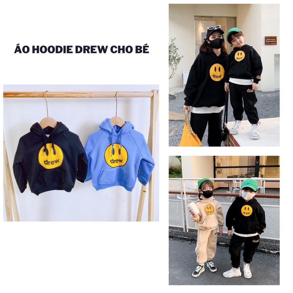 Áo hoodie drew họa tiết mặt cười dành cho bé,thời trang trẻ em