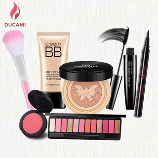 MS0067 Combo bộ trang điểm chuyên nghiệp chính hãng Phấn nước,kem nền BB,phấn mắt má,mascara,bút dạ kẻ mắt+cọ trang điểm
