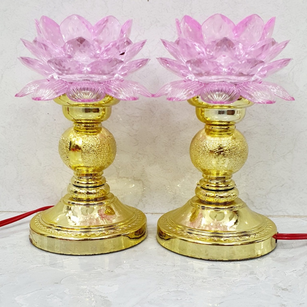 BỘ 2 ĐÈN THỜ HOA SEN LED