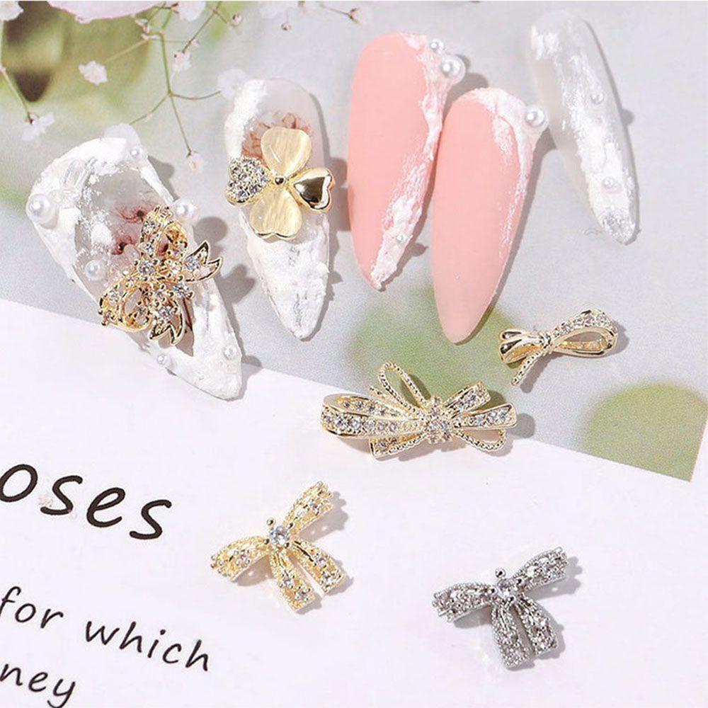 OCEANMAP Phụ Kiện Trang Trí Móng Tay Hình Nơ Đính Đá Sang Trọng