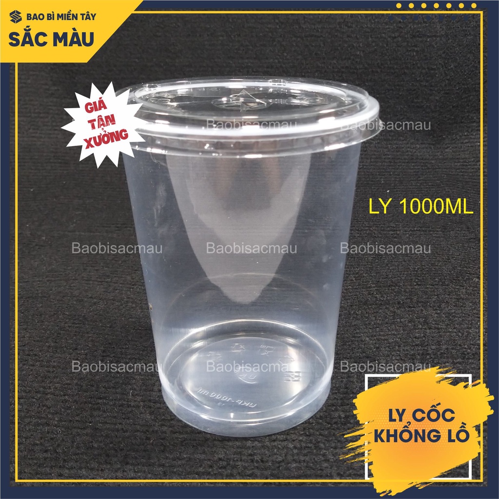 Sỉ 50 cốc nhựa/ ly nhựa PP khổng lồ 800ml, 900ml, 1000ml  kèm nắp