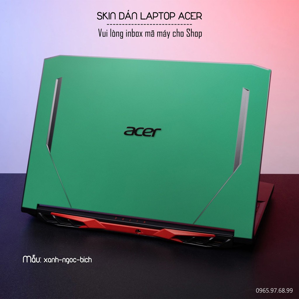 Skin dán Laptop Acer màu xanh ngọc bích (inbox mã máy cho Shop)