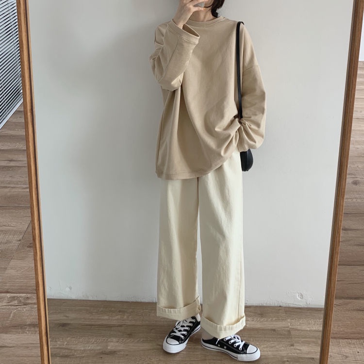 Set trang phục 2 món áo sweater tay dài và quần ống rộng dành cho nữ có bán lẻ