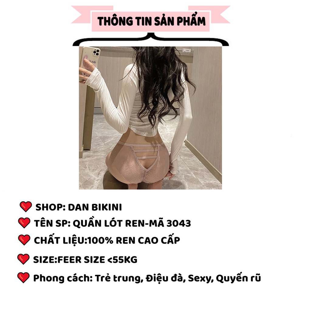 Quần Lót Nữ Ren đáy cotton thêu họa tiết thoáng mát thiết kế cao cấp MÃ 3043