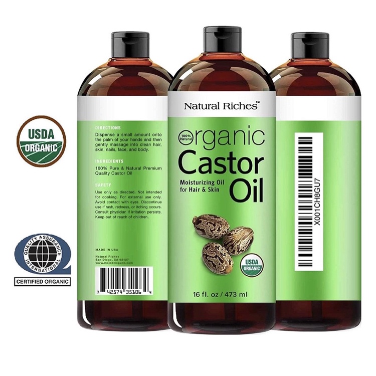 Dầu thầu dầu hữu cơ Organic Castor Oil Natural Riches 473ml USA