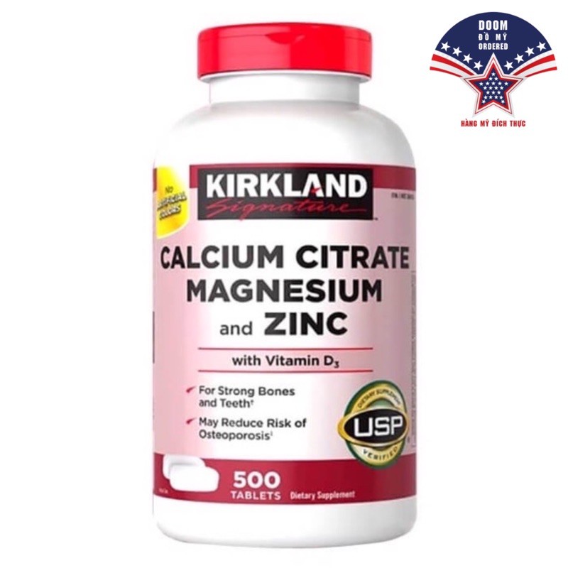 Viên uống bổ sung Canxi Kirkland Calcium 600mg + Vitamin D3