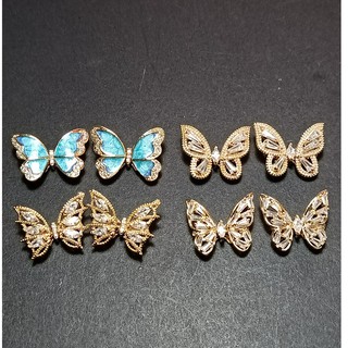 Charm Bướm Đá Chuyển Động Rung Rinh Cao Cấp | Phụ Kiện Trang Trí Móng Tay Sang Trọng B08