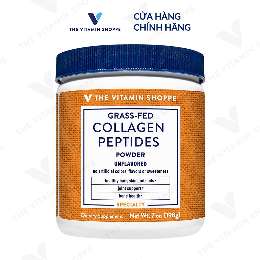 Bột tăng cường sức khỏe da, tóc, móng THE VITAMIN SHOPPE Grass-Fed Collagen Peptides Power 198g