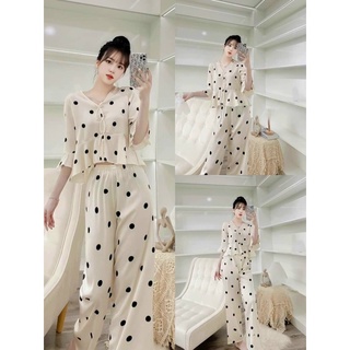 Bộ ngủ pyjama dài tay chất lụa đẹp cao cấp Bộ mặc nhà sang chảnh thanh lịch