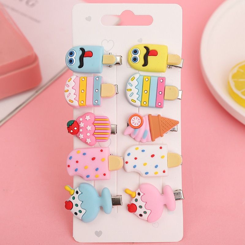 SET 10 KẸP TÓC TRẺ EM HÌNH QUE KEM, NGỰA PONY CẦU VỒNG SIÊU DỄ THƯƠNG