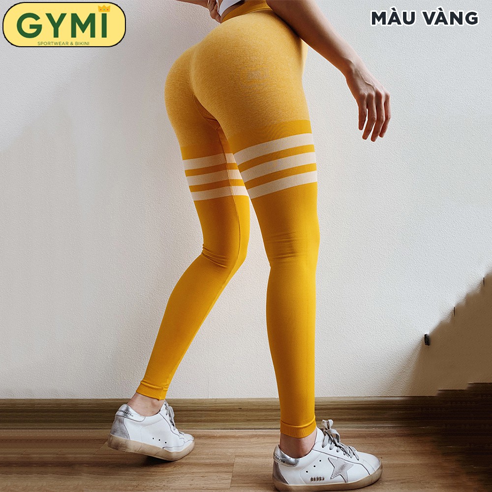 Quần tập gym yoga nữ GYMI QD06 dáng legging dài nâng mông cạp cao màu sắc phối đẹp mắt