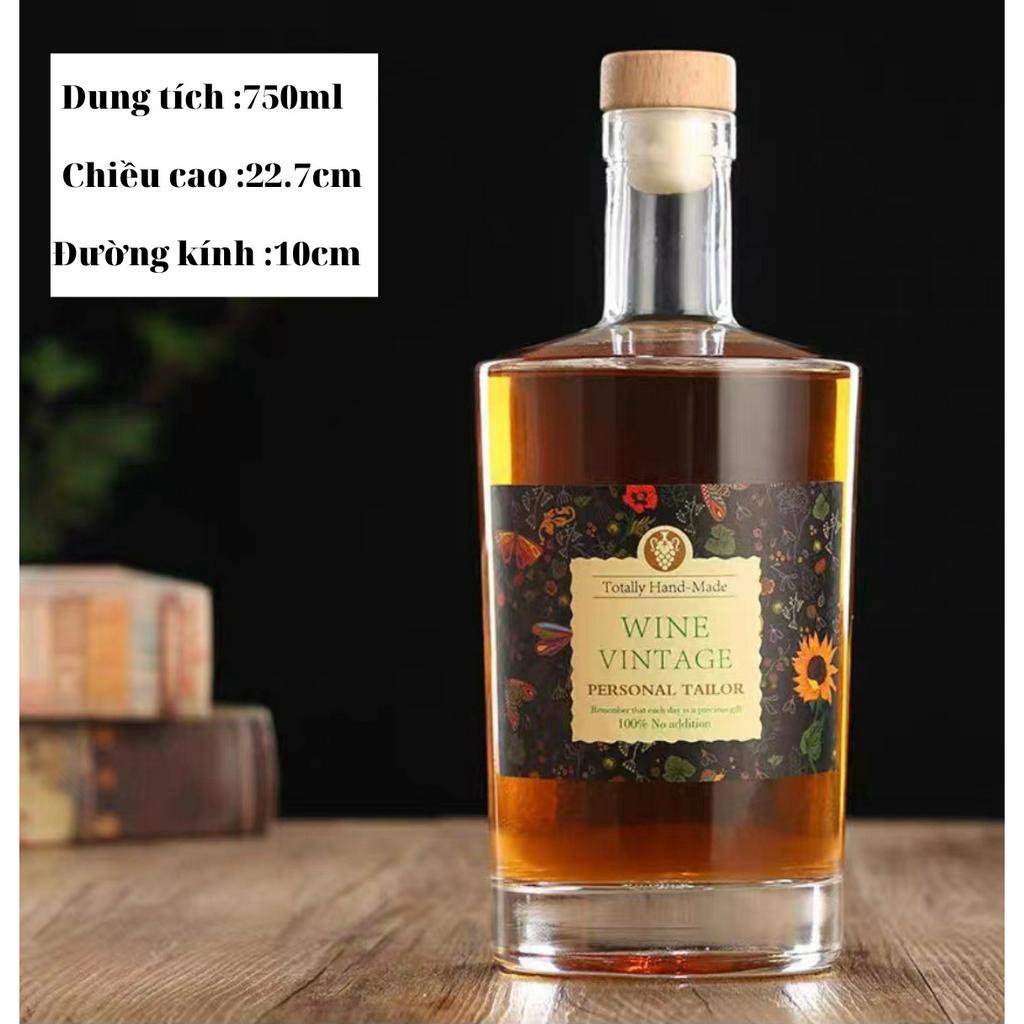Chai rượu pha lê trắng thủy tinh dung tích 100ml 500ml 750ml