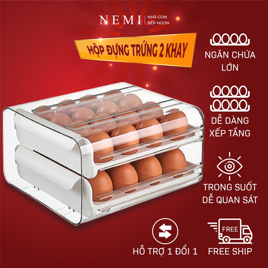Khay đựng trứng- Khay đựng trứng 2 tầng 32 ô tiện dụng