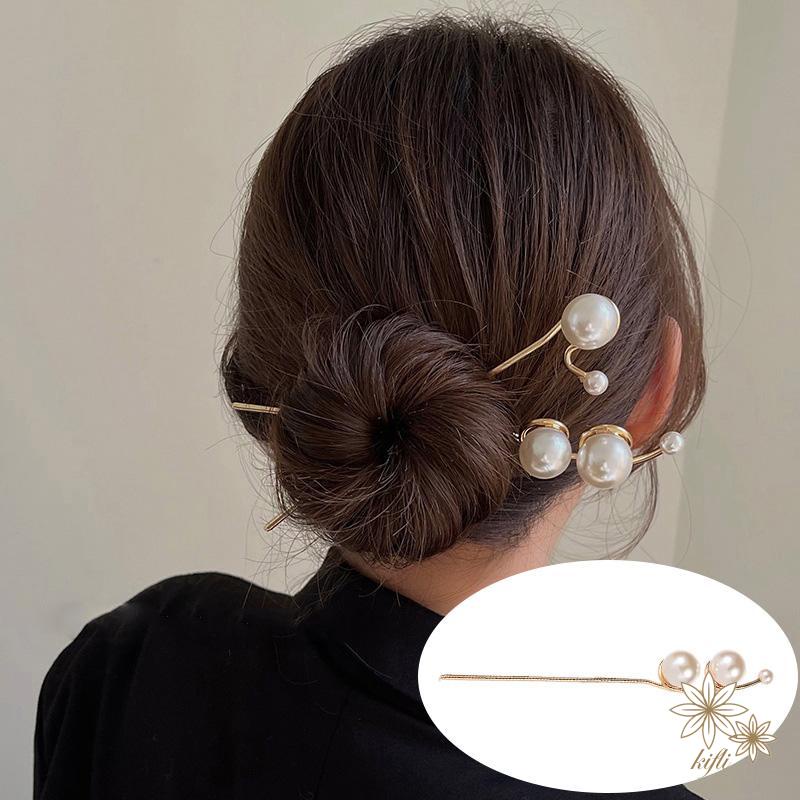 Trâm Cài Tóc Chữ U Đính Ngọc Trai Phong Cách Vintage