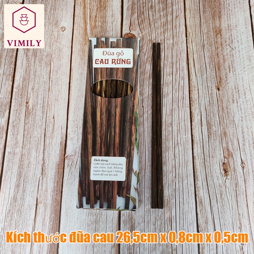 Đũa cao cấp ăn cơm tròn gỗ Cau Rừng kháng khuẩn chịu nhiệt VIMILY hộp 10 đôi