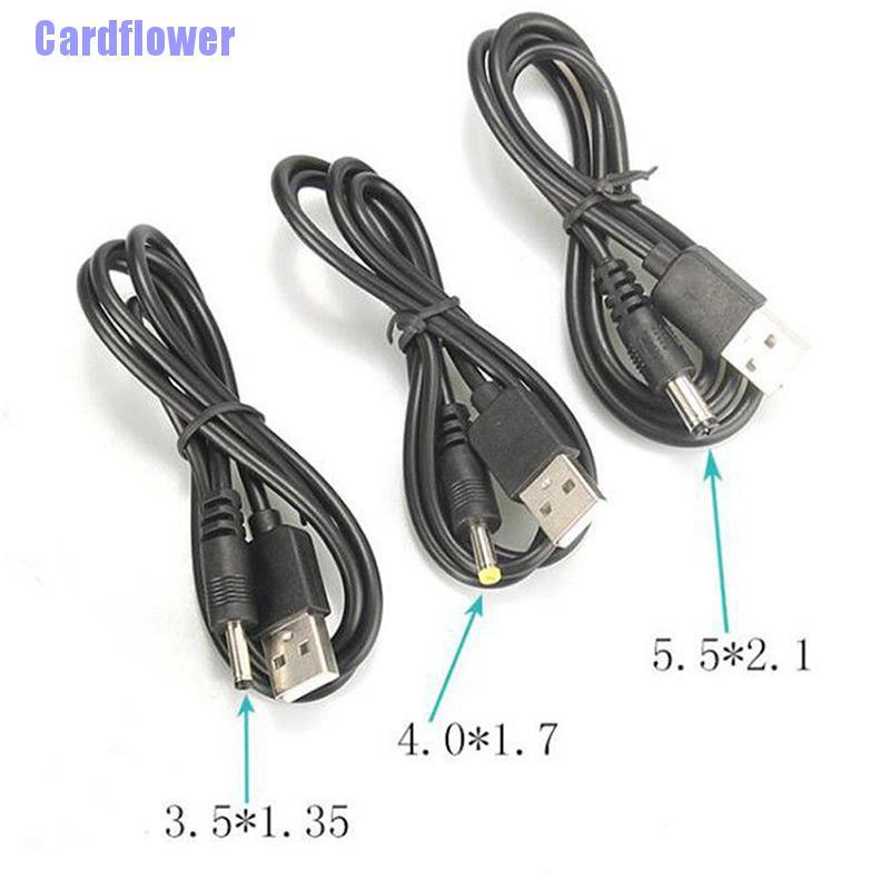 Cardflower  USB Port to 2.5 3.5 4.0 5.5mm 5V DC Barrel Jack Power Cable Cord Connector Black