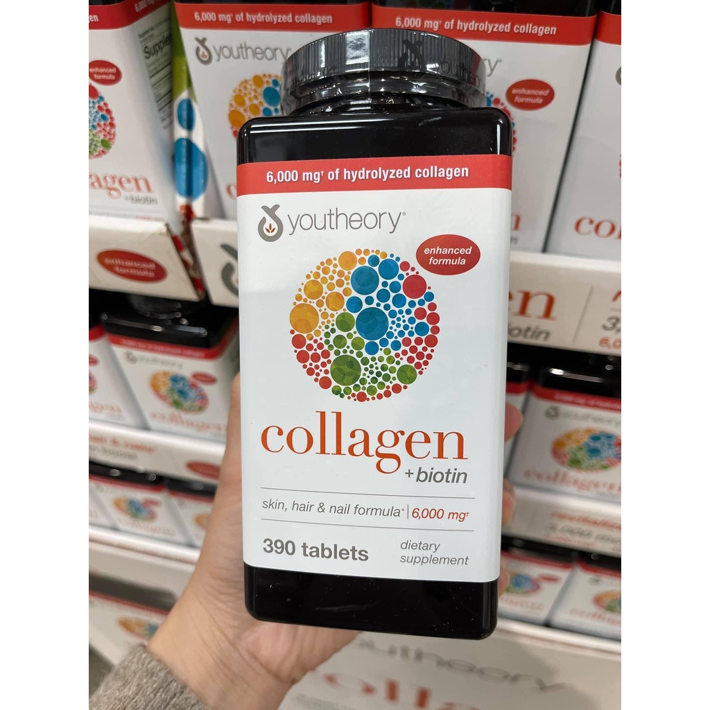 Viên Uống Collagen + Biotin Youtheory 6000mg 390 viên của Mỹ