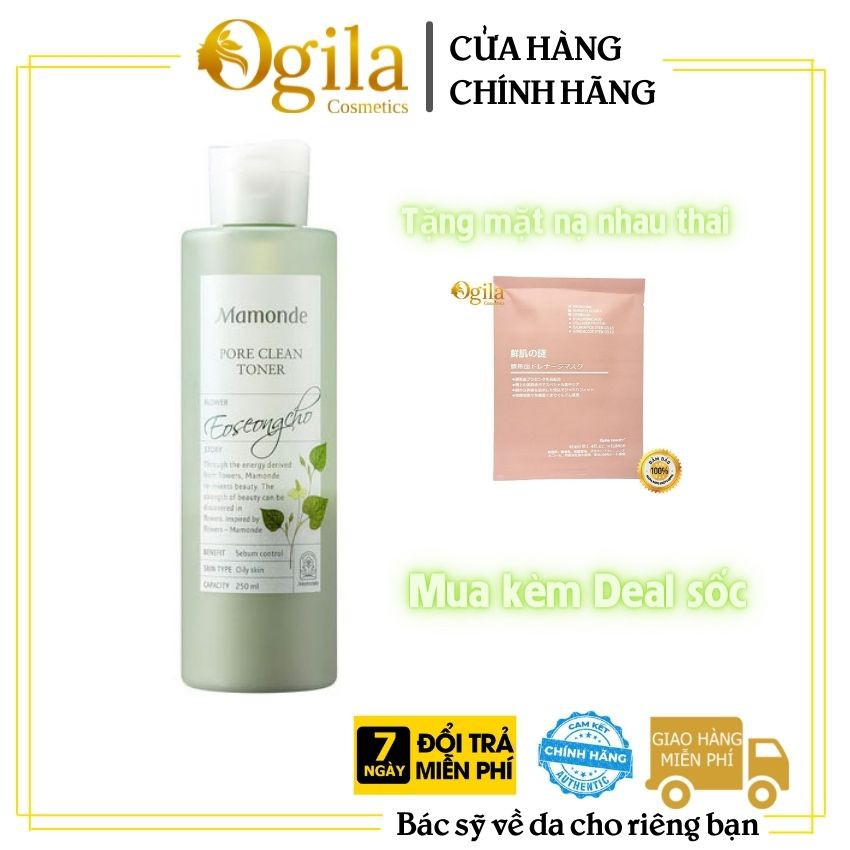 Nước hoa hồng 💕Toner💕 rau diếp cá Mamonde Pore Clean Toner cho da mụn 250ml