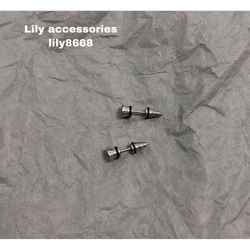 Cool Stainless Steel Stud Screw Earring khuyên tai titan hình ốc vít không gỉ không đen không dị ứng nam nữ