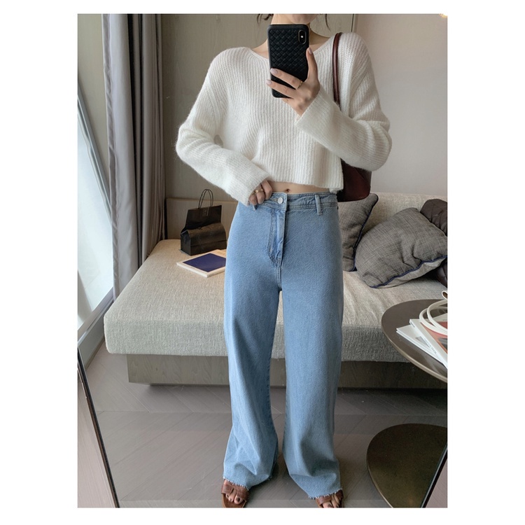 Áo Sweater Tay Dài Cổ Tròn Dáng Rộng Màu Sắc Đơn Giản Phong Cách Hàn Quốc