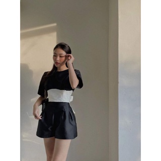 Set Áo Nơ Sau Phối Quần short Chất Taffa Mặt Lụa