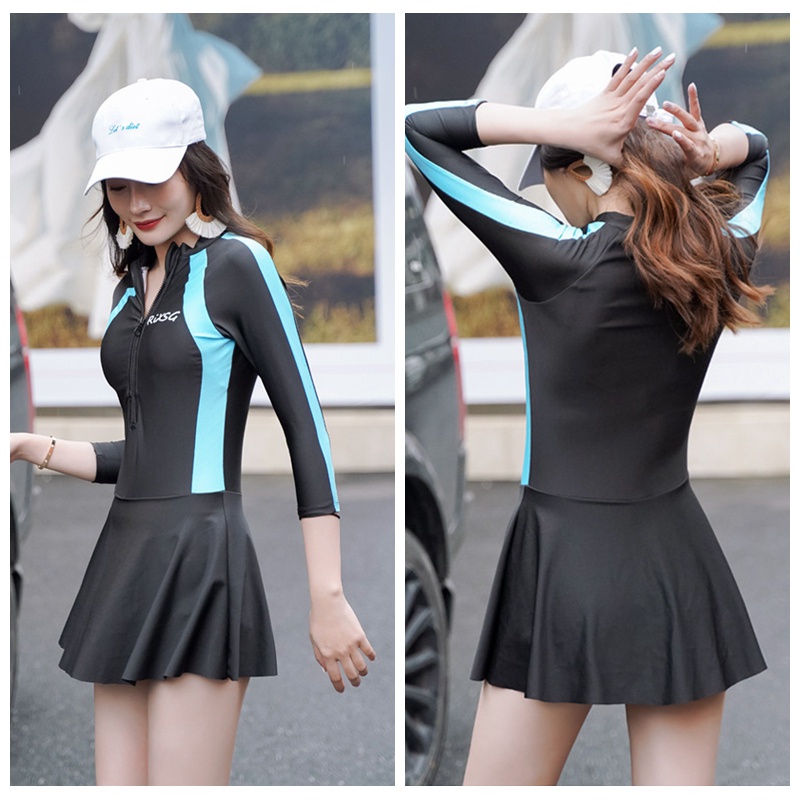 Đầm Bơi Một Mảnh Tay Dài Chống Nắng Phong Cách Thể Thao Thời Trang Mùa Hè Cho Nữ