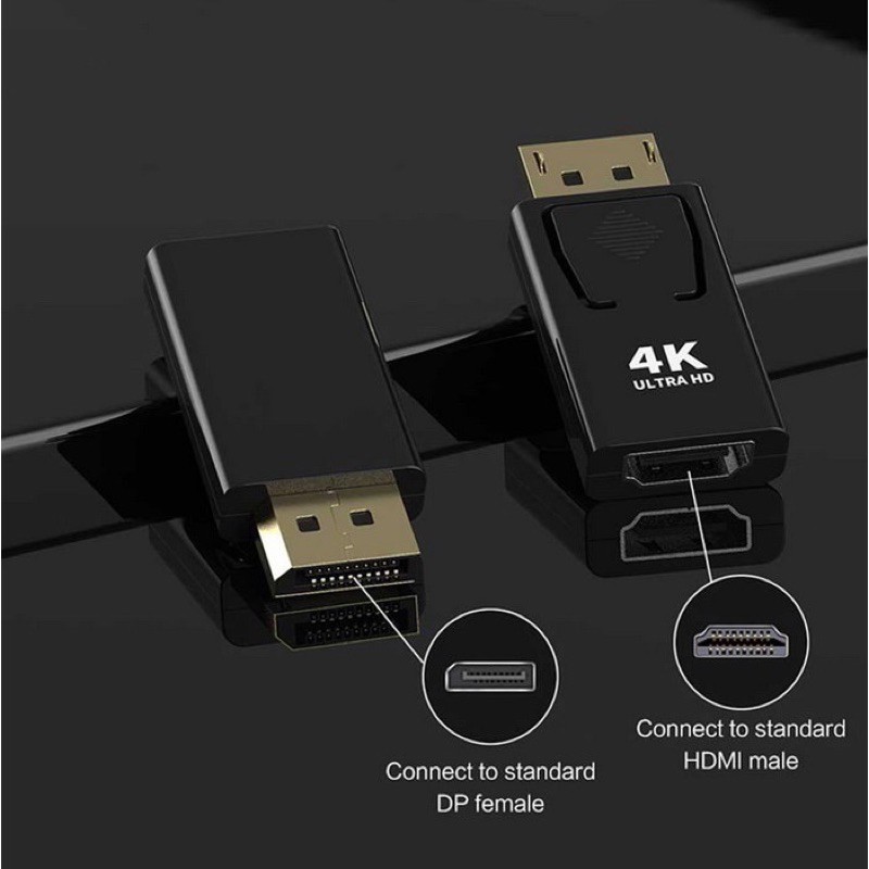 Đầu cáp chuyển đổi DP sang HDMI max 4K 60Hz, 1080p , Hỗ trợ PC, TV, Máy Chiếu Display Port to HDMI