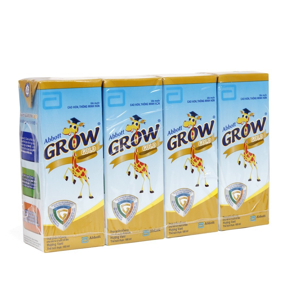 Lốc 4 Hộp Sữa Bột Pha Sẵn Abbott Grow Gold Vani Hộp 110ml / 180ml