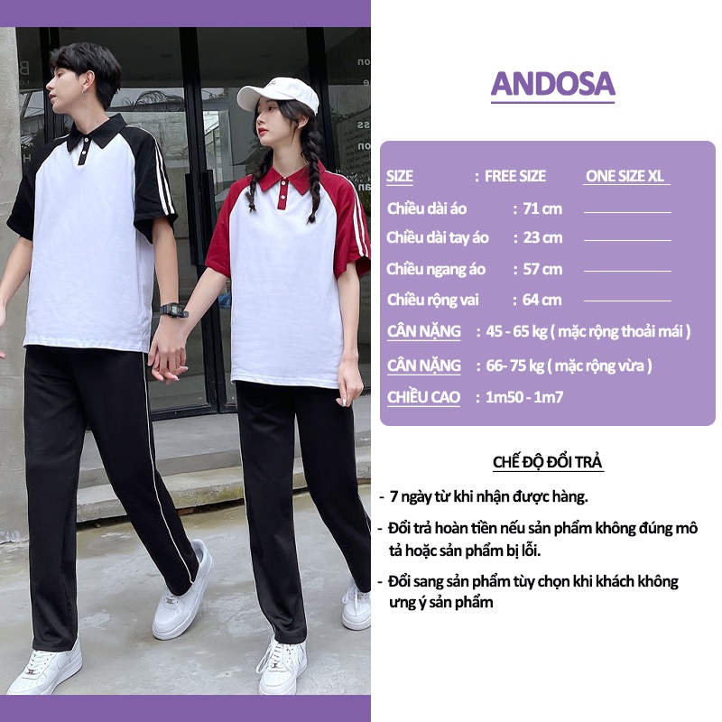 Áo polo cặp đôi nam nữ unisex đẹp form rộng tay lỡ cổ bẻ hàng Quảng Châu ANDOSA PL09