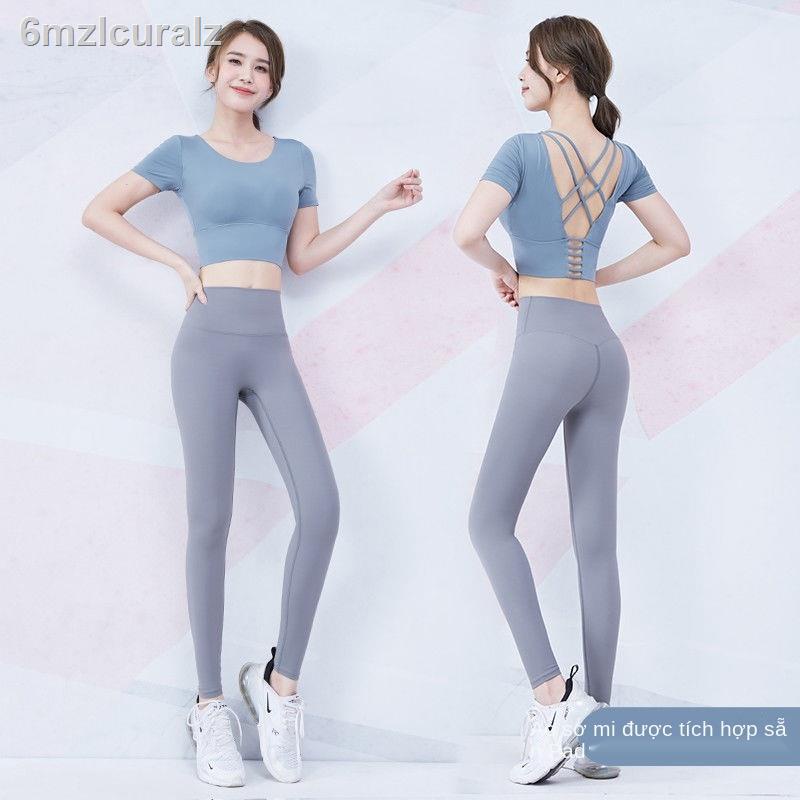Quần áo yoga nữ phù hợp với thời trang sexy lưới màu đỏ nhanh khô học sinh chạy bộ đồ đào tạo thể dục thao
