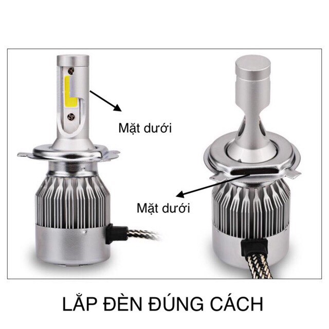 Đèn Pha Siêu Sáng C6 Led 2 Bóng Chân H4