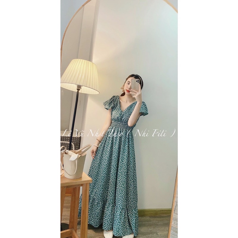 Đầm maxi hoa hở lưng, đầm hoa dáng dài đi biển