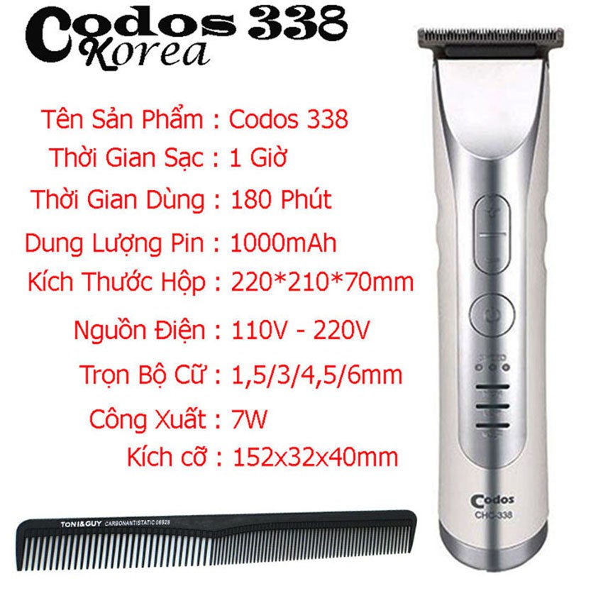 Tông đơ chấn viền Codos CHC-338 , Tông chấn viền cao cấp chuyên nghiệp dành cho anh em thợ tóc