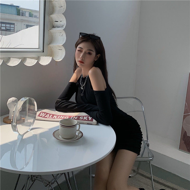 Đầm COZOKC hở vai tay dài thiết kế quyến rũ cho nữ