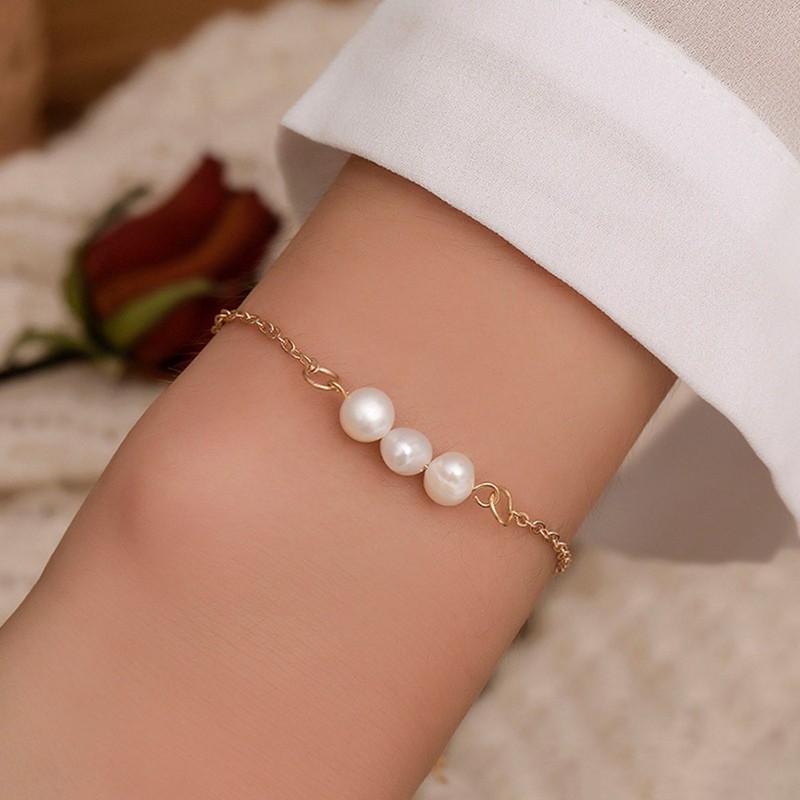 Vòng Tay Đính Ngọc Trai Tự Nhiên 7 8mm 4 Màu Tùy Chọn
