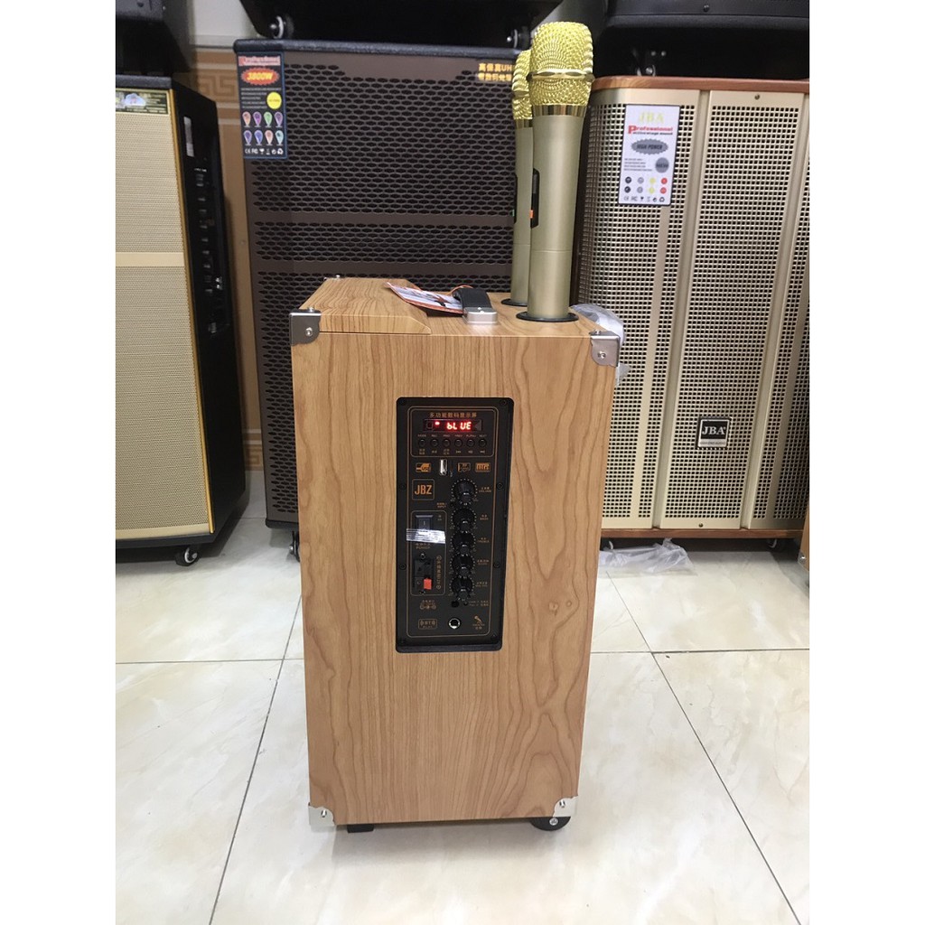 Loa kéo Cao Cấp JBZ 1003 Bass 25 , Vỏ Gỗ, 2 Micro Không Dây Cao Cấp