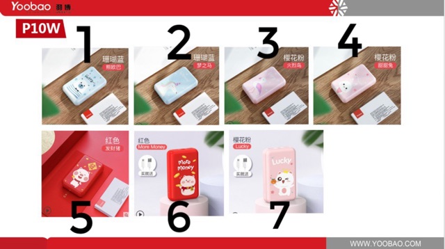 [ YOOBAO 10000mah CHÍNH HÃNG BH 12 THÁNG ] Pin sạc dự phòng 10W 18 hình cute sạc nhanh nhỏ gọn